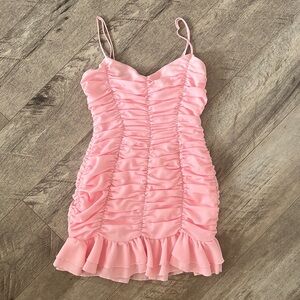Lucy in the Sky Ruched Bodycon Dress Color: Pink Size: XS